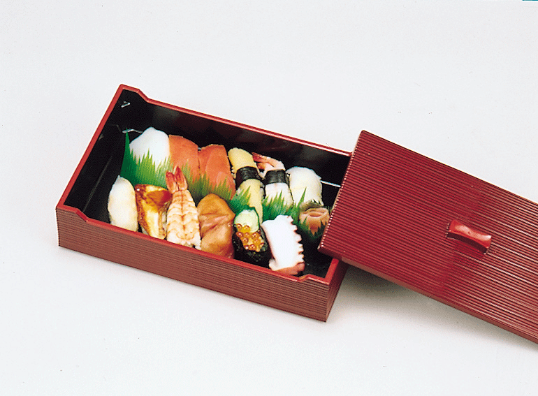 3201-0014 自社製越前漆器(ABS)光悦〈4つ仕切黒付〉(27.5×17×H6.5)
タメ千筋〈ABS〉