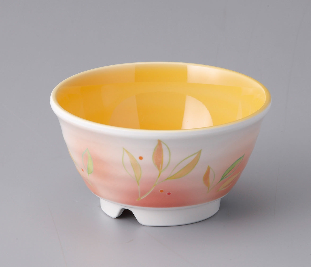 3301-0052 メラミン食器 優飯碗 輝葉オレンジ 目安:白飯200g (身 ∅13.2×7H・500ml 蓋 ∅13.4×2.7H)