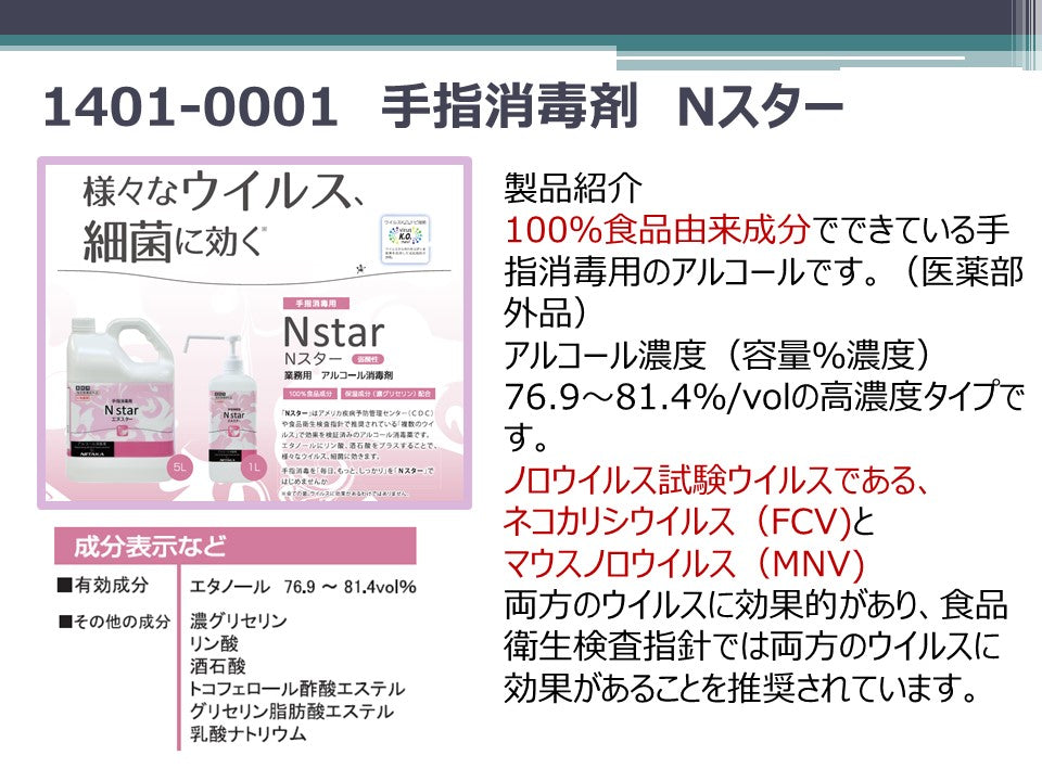 1401-0001 手指消毒剤 Nスター