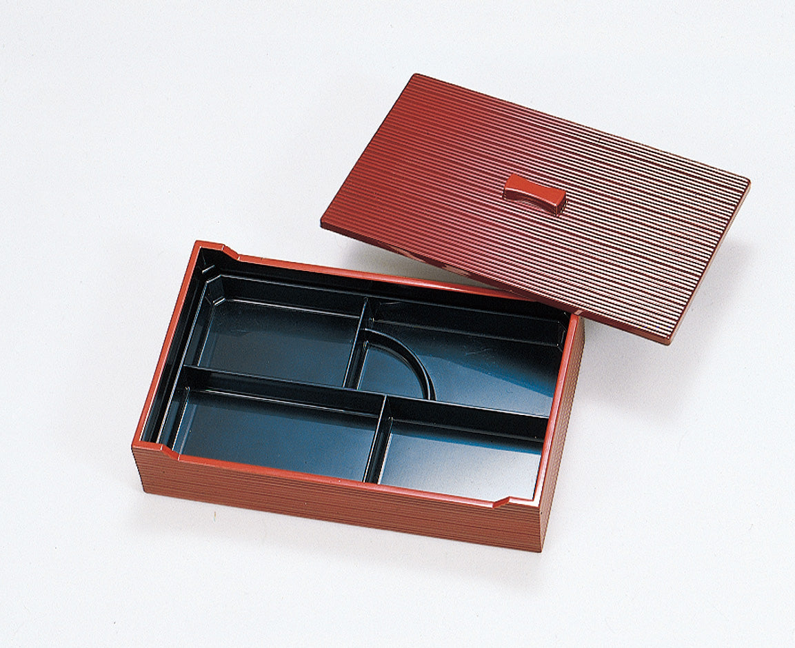 3201-0014 自社製越前漆器(ABS)光悦〈4つ仕切黒付〉(27.5×17×H6.5)
タメ千筋〈ABS〉