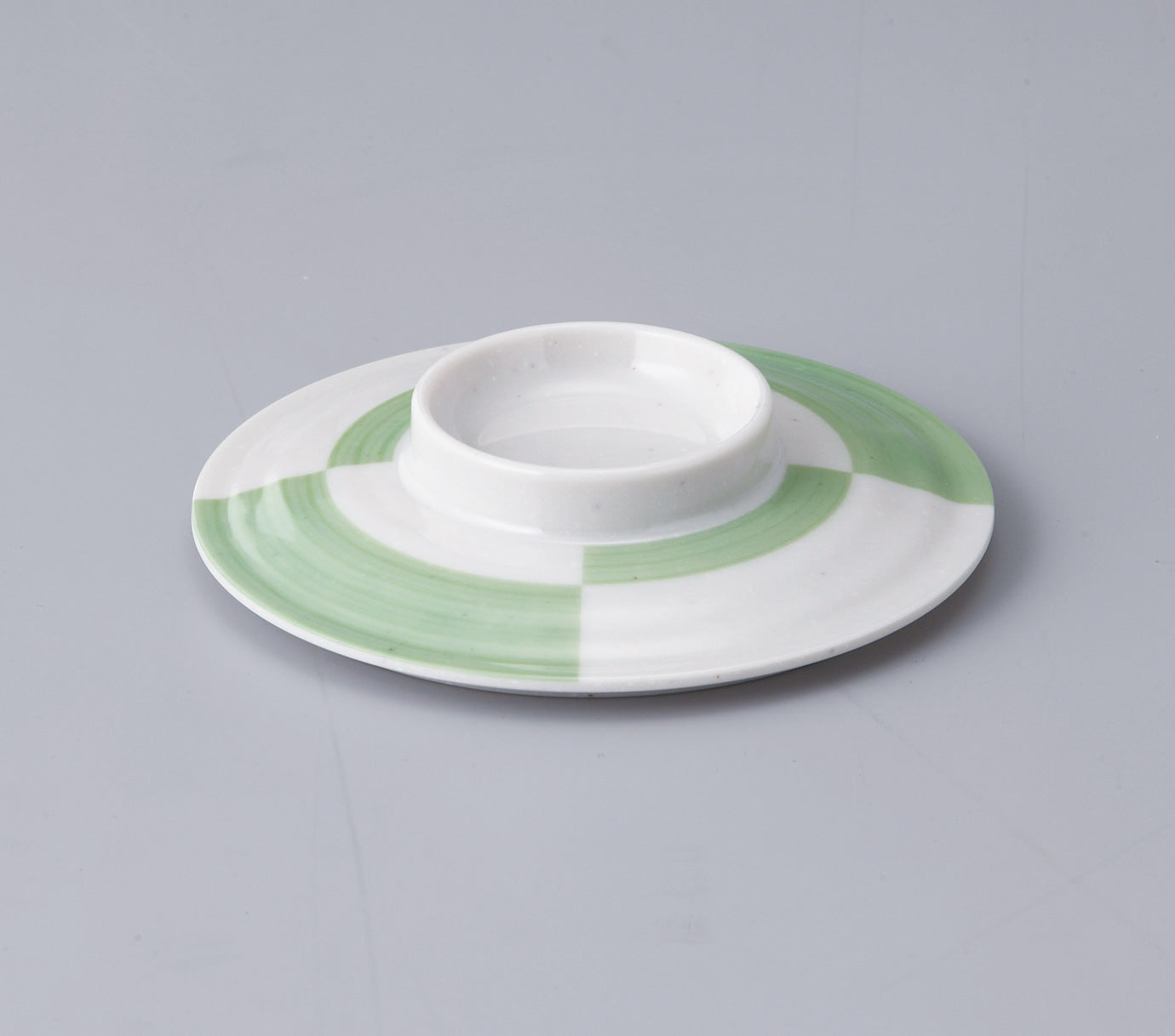 3301-0051 メラミン食器 優飯碗 市松グリーン 目安:白飯200g (身 ∅13.2×7H・500ml 蓋 ∅13.4×2.7H)