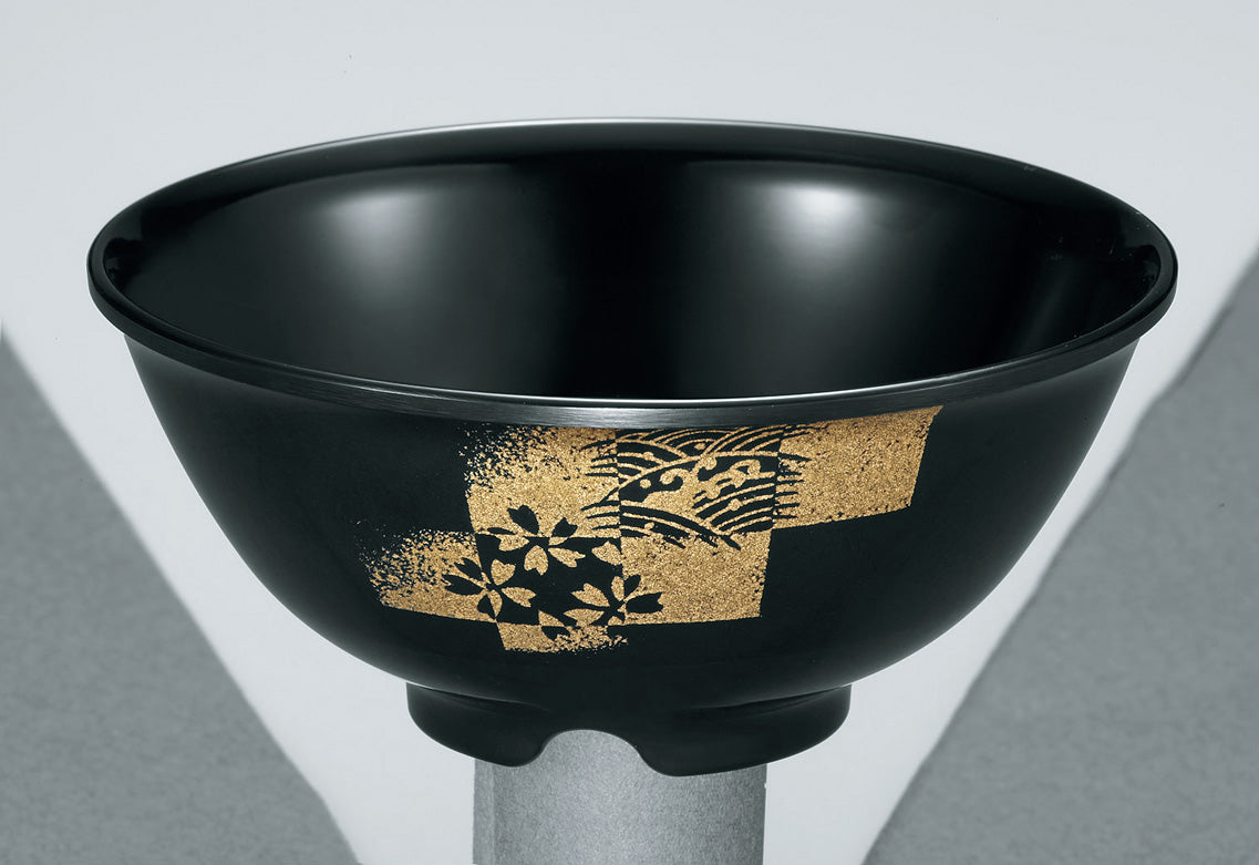 3301-0008 メラミン食器 飯碗 金ニシキ 目安:白飯120g(身 ∅12.2×5.4H・300ml 蓋 ∅11.5×2.5H)